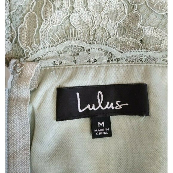 Lulu's Maxi Dress Gown sz  M Lace Green Sage Halter Every Memory Prom Mermaid - Picture 9 of 11